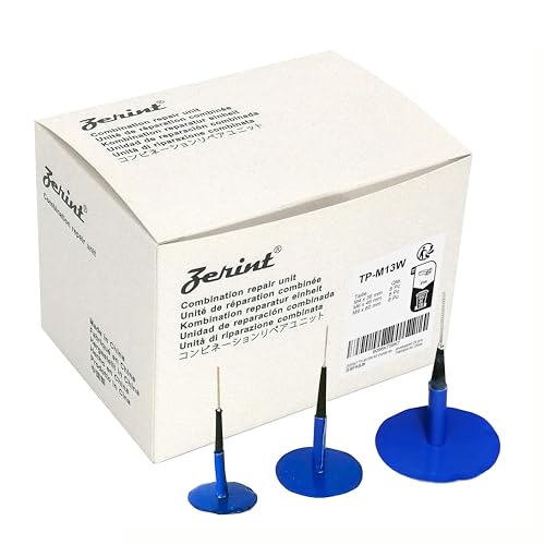 ZERINT TP-M13W Combination Repair Unit Kit, Tire Repair Patch Plug Kit 1/6' x 1 3/8', 1/4' x 1 3/4' and 3/8' x 2 3/8' Wrapped stem 8 pcs Each