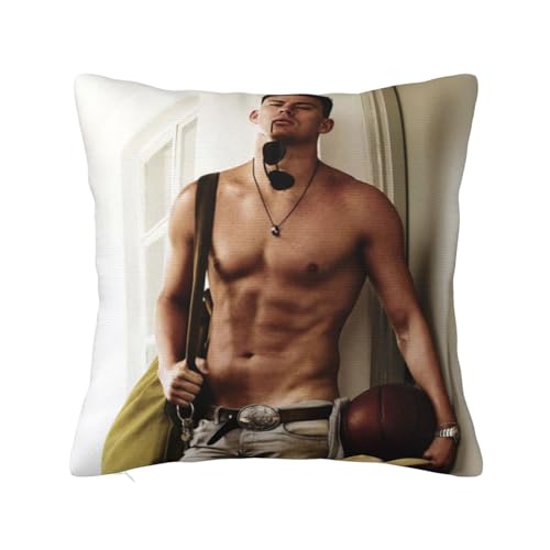 MACLAKA Channing Tatum Throw Pillow Soft Comfortable Square Pillowcase for Bed Home Sofa Indoor 18'X18'