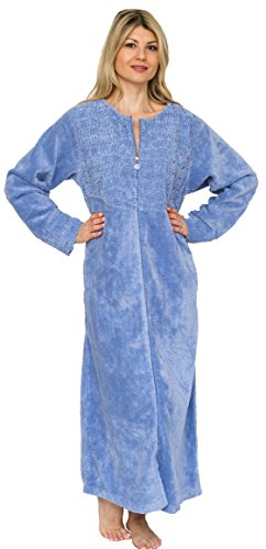 Bath & Robes Women's Cotton Chenille Robe Full Length (1X, Sky Blue)