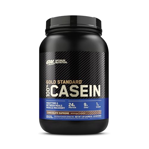 Optimum Nutrition Gold Standard 100% Micellar Casein Protein Powder, Slow Digesting, Helps Keep You Full, Overnight Muscle Recovery, Chocolate Supreme, 2 Pound (Packaging May Vary)