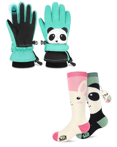 Findway Ski Socks and Ski Gloves for Kids Todder (Size - S)
