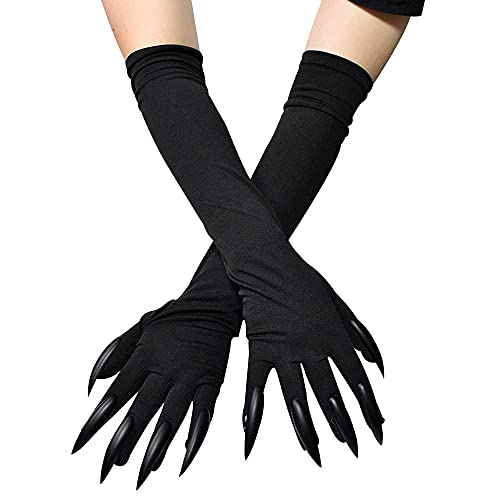 Halloween Costume Paw Gloves Long Fingernails Black Party Gloves Cat Claws Halloween Prop Wolf Claws Glove Cosplay Costume
