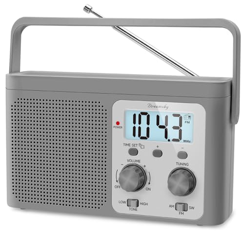 DreamSky Radio Portable AM FM Shortwave - Digital Radio Plug in Wall or Battery Powered for Home & Outdoor, Strong Reception, Large Easy Dial, Transistor Antenna, Small Gfits for Seniors Elderly