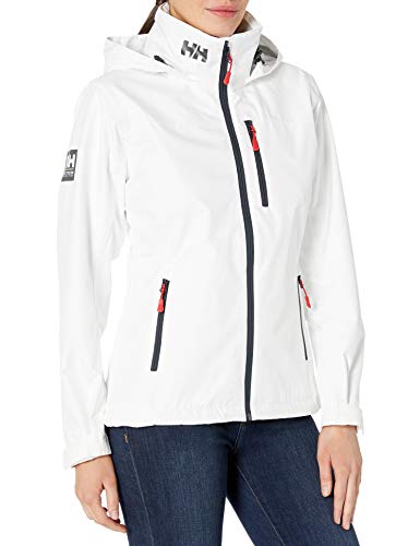 Helly Hansen Women's Crew Hooded Waterproof Windproof Breathable Rain Jacket, 001 White, X-Large