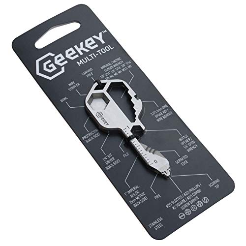 Geekey Multi-tool | Original Key Shaped Pocket Tool | Stainless Steel Keychain Utility Gadget | 16+ Tools | TSA Safe Multitool | Gift for Men, Women, Valentine's, Groomsmen, Birthday, Father