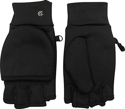 C9 Champion womens Flip Top Mitten and Fingerless Cold Weather Gloves, Black, One Size US