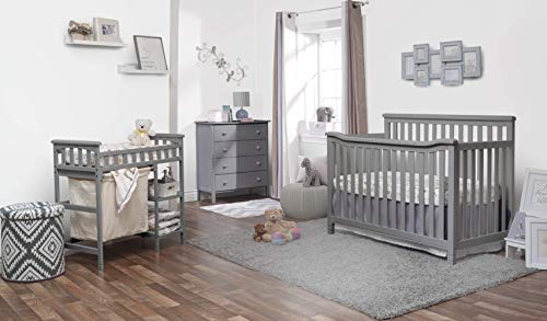 Sorelle Furniture Palisades 3-Piece Nursery Set with 4-in-1 Convertible Crib, 4-Drawer Dresser,and Changing Table with Hamper, Baby Furniture Made of Wood,Non-Toxic Finish, Nursery Furniture Set-Gray