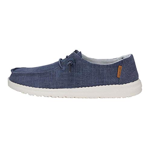 Hey Dude Women's Wendy Chambray Mushroom Size 7 | Women’s Shoes | Women’s Lace Up Loafers | Comfortable & Light-Weight