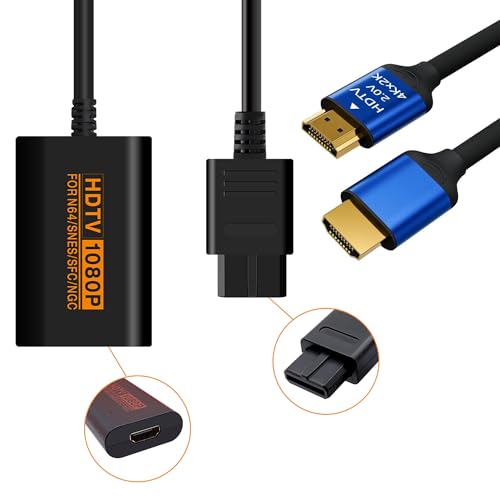 Lorlorkool HDMI Adapter for Nintendo Gamecube, Nintendo N64, Super Nintendo SNES,HDMI Adapter with S-Video Signal Output