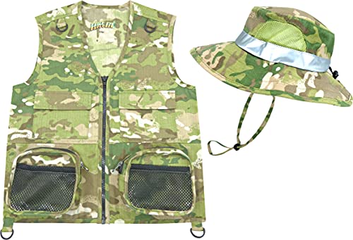 Eagle Eye Kids Cargo Vest Set (Camouflage Vest and Hat, Medium/Large)