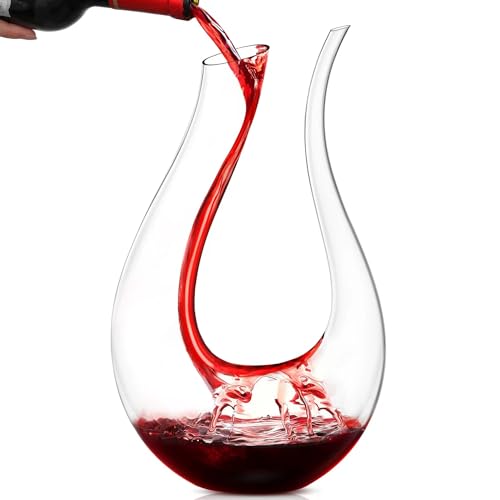 Wine Decanter,Red Wine Carafe,Wine Aerator,100% Hand Blown Lead-free Crystal Glass,Wine Decanters and Carafes,Wine Gift with Luxury Packaging,Wine Accessories (1500ML)