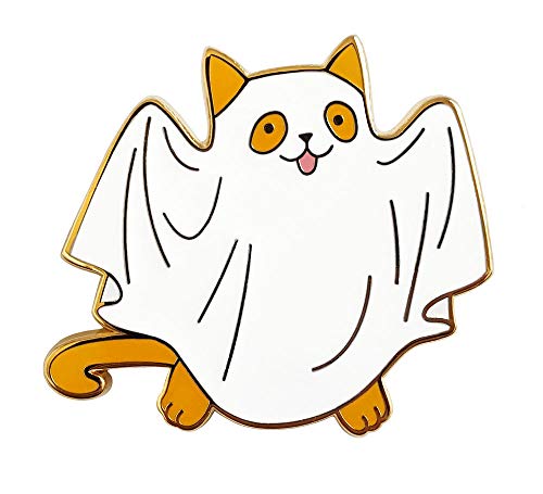 Pinsanity Cute Ghost Cat Enamel Lapel pin