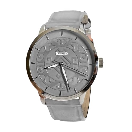 Kapwatch Unity Watch - Grey Dial Face with Genuine Leather Band -Traditional Filipino Inspired Design with Tattoo Style Engraving on the Side | 41mm Diameter | 10.5 mm Band Width | 5ATM Water