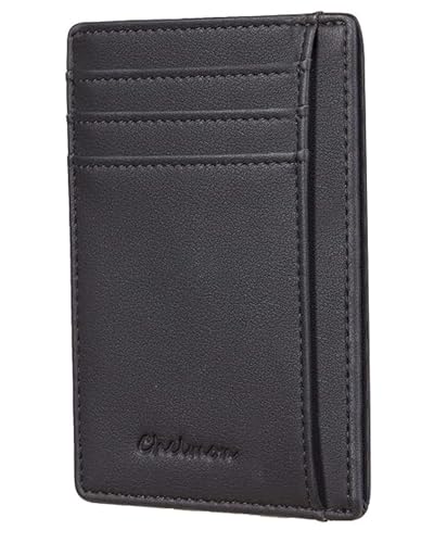 Chelmon Wallet for Men, Minimalist Front Pocket RFID Blocking Leather Slim Wallet Secure Credit Card Holder for Men & Women (Black Gene)