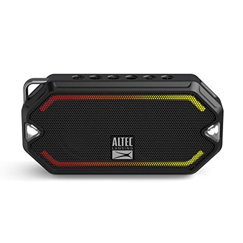 Altec Lansing HydraMini Wireless Bluetooth Speaker, IP67 Waterproof USB C Rechargeable Battery with 6 Hours Playtime, Compact, Shockproof, Snowproof, Everything Proof (Black)