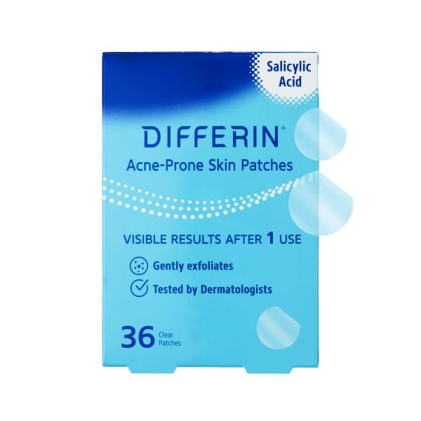 Differin Acne-Prone Skin Patches for Early-Stage Imperfections, Formulated with Salicylic Acid and Centella, Fast Triple Action Power Patch for Day & Night, Dermatologist Tested, 36 Count