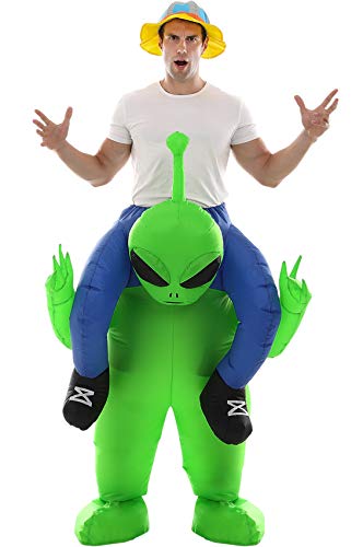Double Couple Inflatable Alien Dinosaur Costume Halloween Blow up Costumes for Adult Kids