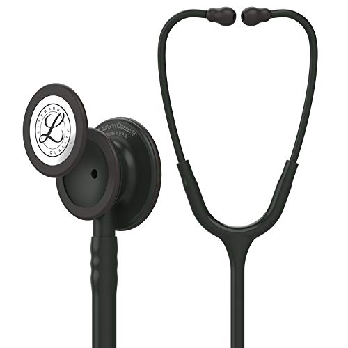 3M 5803 Littmann Classic III Black Edition Chestpiece Monitoring Stethoscope, 27' Black Tube