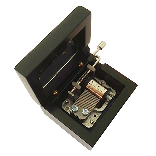 18 Note Hand Crank Wooden Musical Box with Silver-Plating Movement in,Black Music Gift Box,Lilium from Elfen Lied Music Box