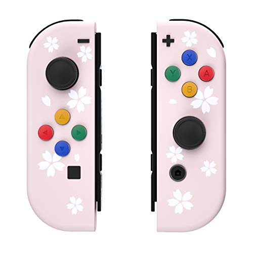 eXtremeRate DIY Replacement Shell Buttons for Nintendo Switch & Switch OLED, Cherry Blossoms Petals Soft Touch Housing Case with ABXY Direction Button for Joycon Controller- Console Shell NOT Included