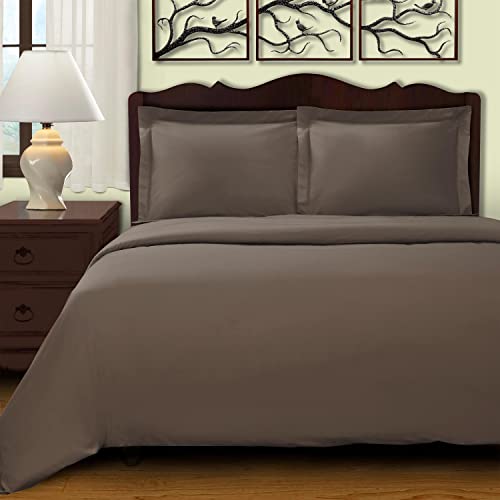 Superior Egyptian Cotton Solid Duvet Cover Set, Full/Queen, Grey