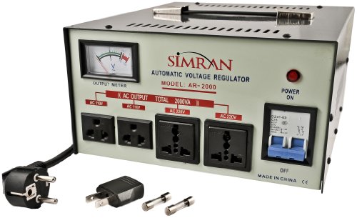 Simran AR-2000 Regulator Power Converter Voltage Transformer, 2000 WATT, Cream