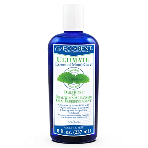 Eco-Dent Alcohol-Free Mouthwash, Mint - Ultimate Essential MouthCare, Oral Care Mouth Wash for Adults, Baking Soda Mouth Rinse with Essential Oils + DailyRinse Single-Use Pack, Mint