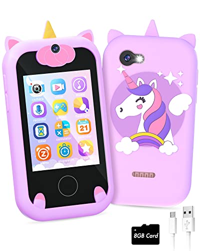 Gifts for Girls Age 6-8 Kids Smart Phone Toys for Girls Age 5-7+ Teenage Easter Christmas Stocking Stuffers for Kids for 3 4 5 7 9 6 8 10 Year Old Girl Birthday Gift Ideas with 8G SD Card