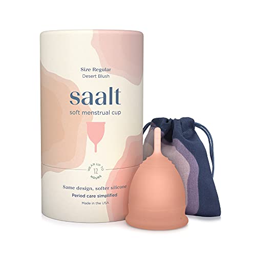 Saalt Soft Menstrual Cup - Best Sensitive Reusable Period Cup - Wear for 12 Hours - Tampon and Pad Alternative (Regular (Pack of 1), Desert Blush)