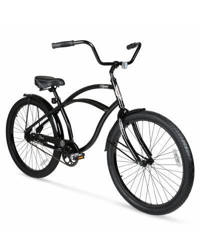 Hyper Adult Beach Cruiser Bike Men 26 Inch Commuter Bike with Rear Coaster Brake and Oversize Comfort Seat Commuter Bicycle Men with Sturdy Steel Vintage Cruiser Bike Frame. Beach Cruiser (Black)