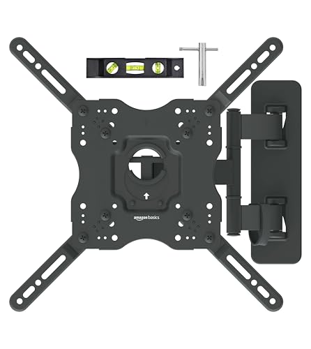 Amazon Basics Full Motion Articulating TV Monitor Wall Mount for 26' to 55' TVs and Flat Panels up to 80 Lbs, Black