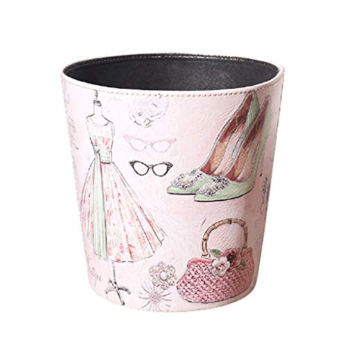 Trash Can Lidless Trash Bin with Patterned Leather Garbage Container Bin Wastebasket for Bathroom Kitchen Home Office Waste Basket (Color : Handbag) (Handbag)