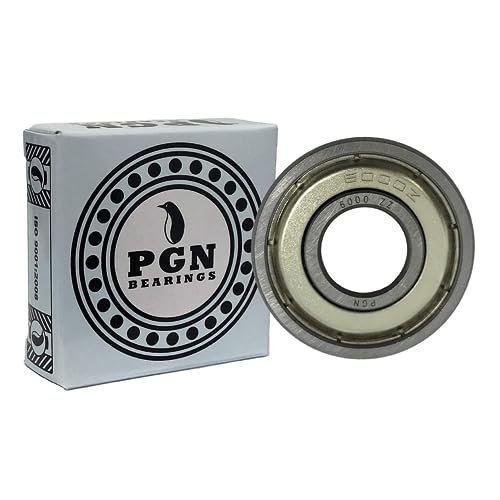 PGN (10 Pack) 6000-ZZ Bearing - Lubricated Chrome Steel Sealed Ball Bearing - 10x26x8mm Bearings with Metal Shield & High RPM Support