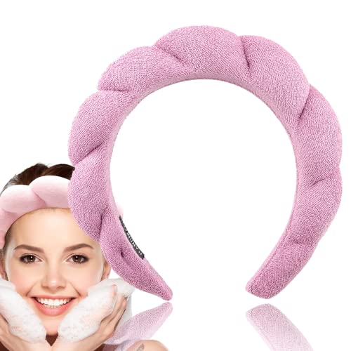 Spa Headband for Women - Sponge Spa Headband for Washing Face - Skin Care Headbands - Terry Towel Cloth Hair Band for Skincare - Puffy Spa Headband - Skincare - Hair Accessories - Makeup Removal
