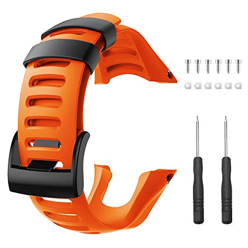 ANCOOL Compatible with Suunto Ambit 3 Watch Band, Soft TPU Replacement Sport Strap Accessory Wristband for Suunto Ambit 3 Sport, 3 Run, 2R, 2S, 2, and 1 (Orange)