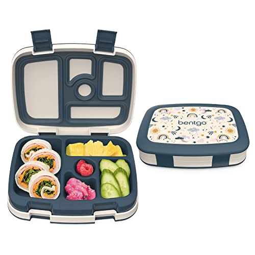 Bentgo Kids Prints Leak-Proof, 5-Compartment Bento-Style Lunch Box - Ideal Portion Sizes for Ages 3 to 7 BPA-Free, Dishwasher Safe, Food-Safe Materials 2023 Collection (Friendly Skies)