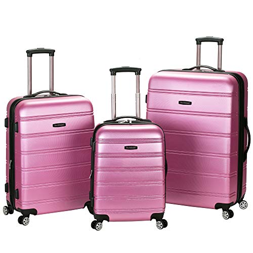 Rockland Melbourne Hardside Expandable Spinner Wheel Luggage, PINK, 3 Piece (20'/24'/28')