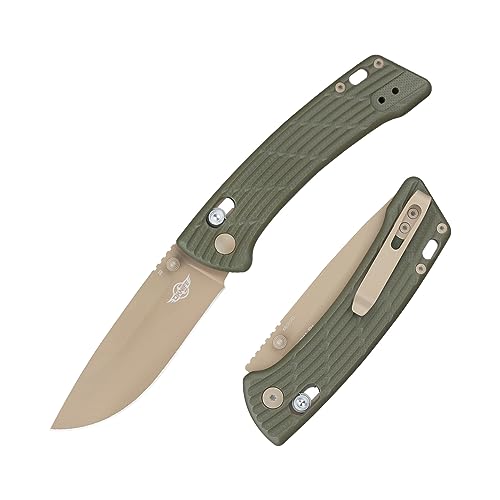 OKNIFE Heron R1 Folding Pocket Knife, Axis Lock Knife with 3.26'' Cerakote-Coated D2 Blade, G10 Handle, Thumb Studs Opener and Reversible Pocket Clip for Camping