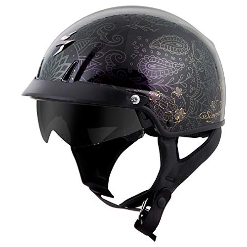 ScorpionExo EXO-C110 Unisex-Adult Half-Size-Style Azalea Helmet (Black/Gold, Medium)