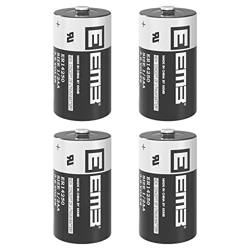 EEMB 4Pack ER14250 1/2AA 3.6V Lithium Battery Li-SOCL₂ Non-Rechargeable Battery XL-050F SB-AA02 LS14250 TL-5902 TL-2150 for Dog Collar Meter Sensor Movement Monitor/Home Security System/Alarm System