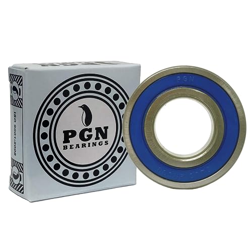 PGN (2 Pack) 6206-2RS Bearing - Lubricated Chrome Steel Sealed Ball Bearing - 30x62x16mm Bearings with Rubber Seal & High RPM Support