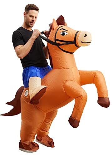Seeds of Light Inflatable Costume Adult Horse Costumes Inflatable Horse Riding Costume Cowboy Blow Up Halloween Costume for Men Women Party