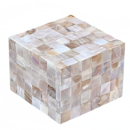 collectiblesBuy Handmade Natural Mother Of Pearl Inlay Decorative Jewelry & Storage Box Square Geometric Design