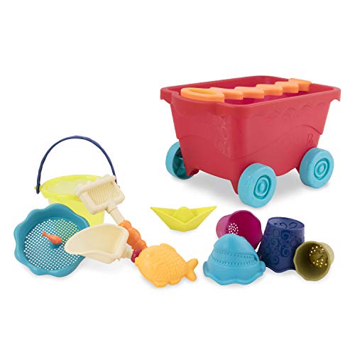 B. toys- Wavy-Wagon- Red- Water Play- Travel Beach Buggy- 11 Funky Sand Toys – Phthalates and BPA Free – 18 months +