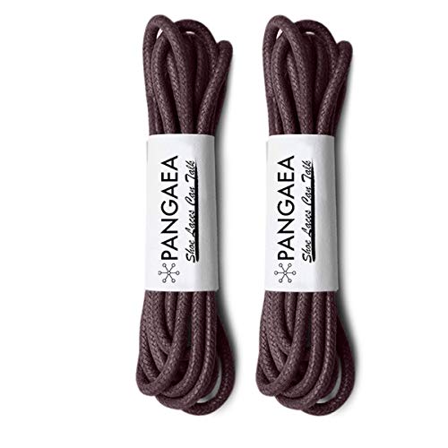 PANGAEA [2Pair Pack] Waxed Round Oxford Shoe Laces for Dress Shoes Chukka 3/32Inch Thin(#04 Dark Brown,34in (86cm))