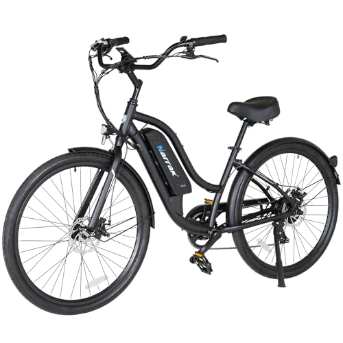 Narrak UrbanPace Electric Bike 350W(Peak 500W) Hybrid City/Beach Cruiser, Removable Battery, 7-Speed, LCD Display, for Adults (S118-Black)