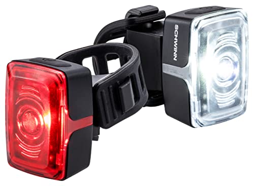 Schwinn LED Bike Light Headlight and Taillight Accessory Set, USB Rechargeable, 75 Foot Beam Distance