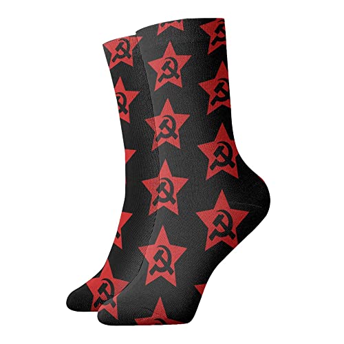 Communist USSR Hammer Sickle and star Unisex Casual Crew Socks Novelty Athletic Socks Men's Dress Socks Patterned Sock