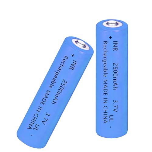Yuntunele 2 Pack 3.7 Volt 18650 Rechargeable Battery 3000mAh 18650 Battery Button Top Battery for Flashlight, Doorbells, Headlamps & More (Blue)