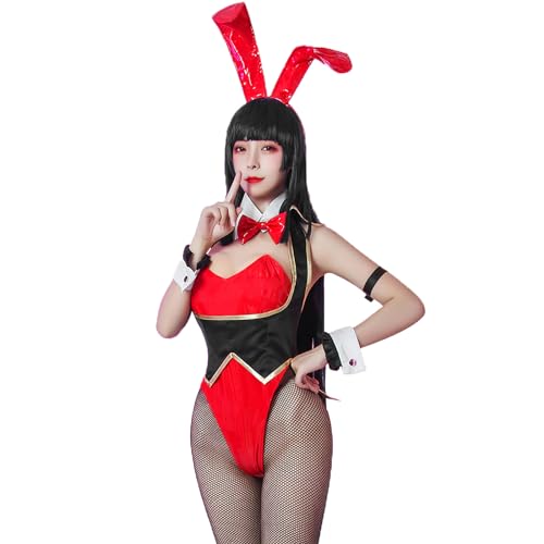 LTAKK Bunny Costume Women Bunny Suit Cosplay Compulsive Gambler Red Bunny Maid Outfit, Medium